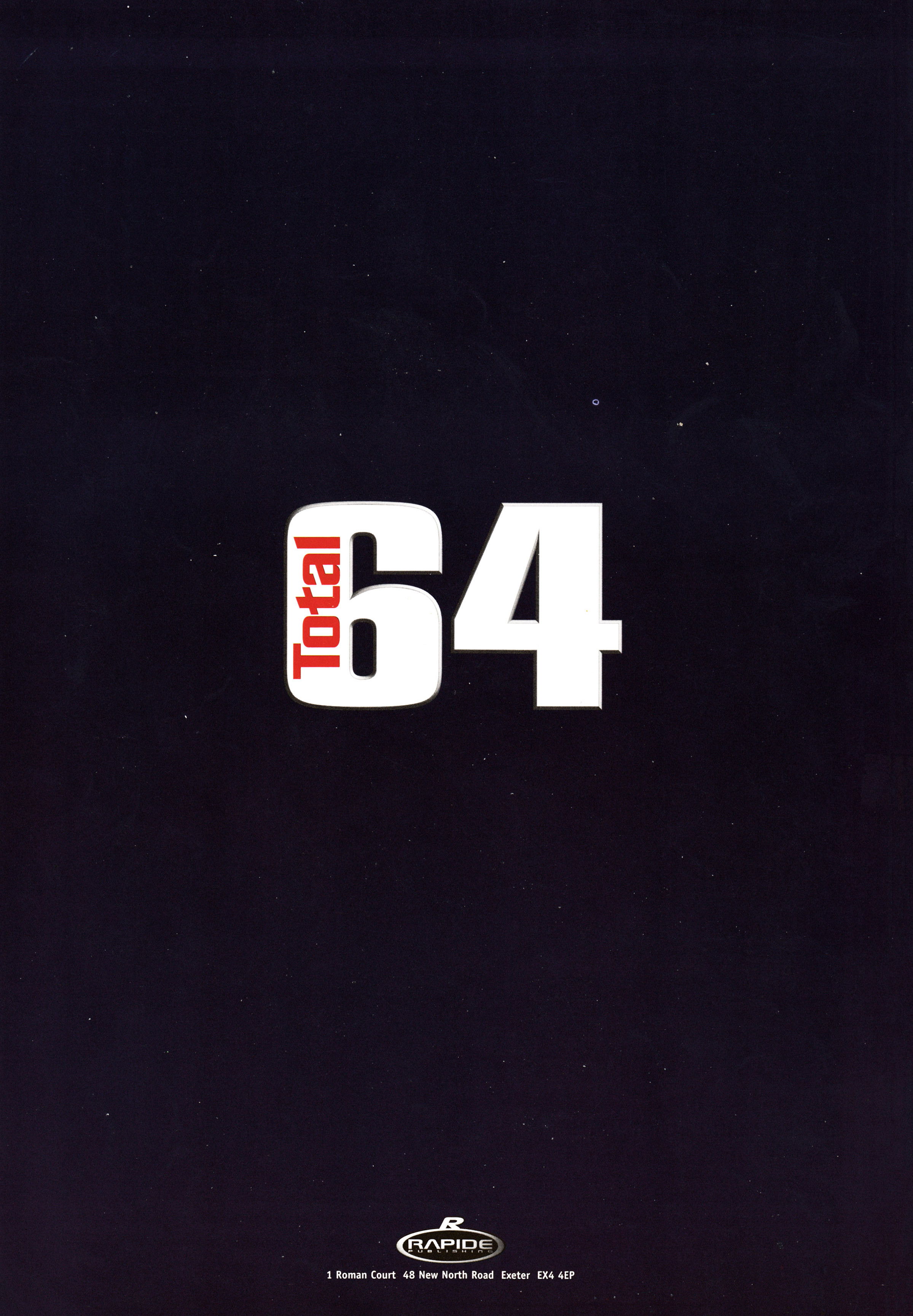 Back cover for Total 64 No.12 Volume 1 Issue 12 - January 1998 (UK), featuring the Total 64 logo on a black background