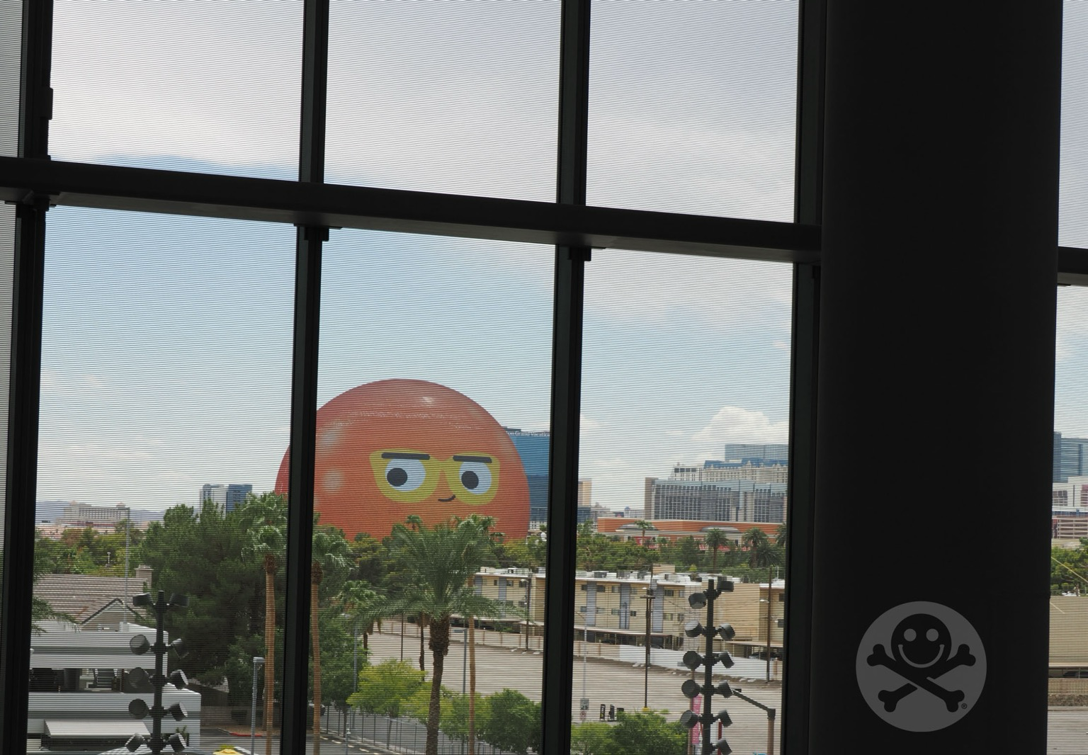 The Las Vegas sphere looking curiously toward the convention center during DEF CON 32