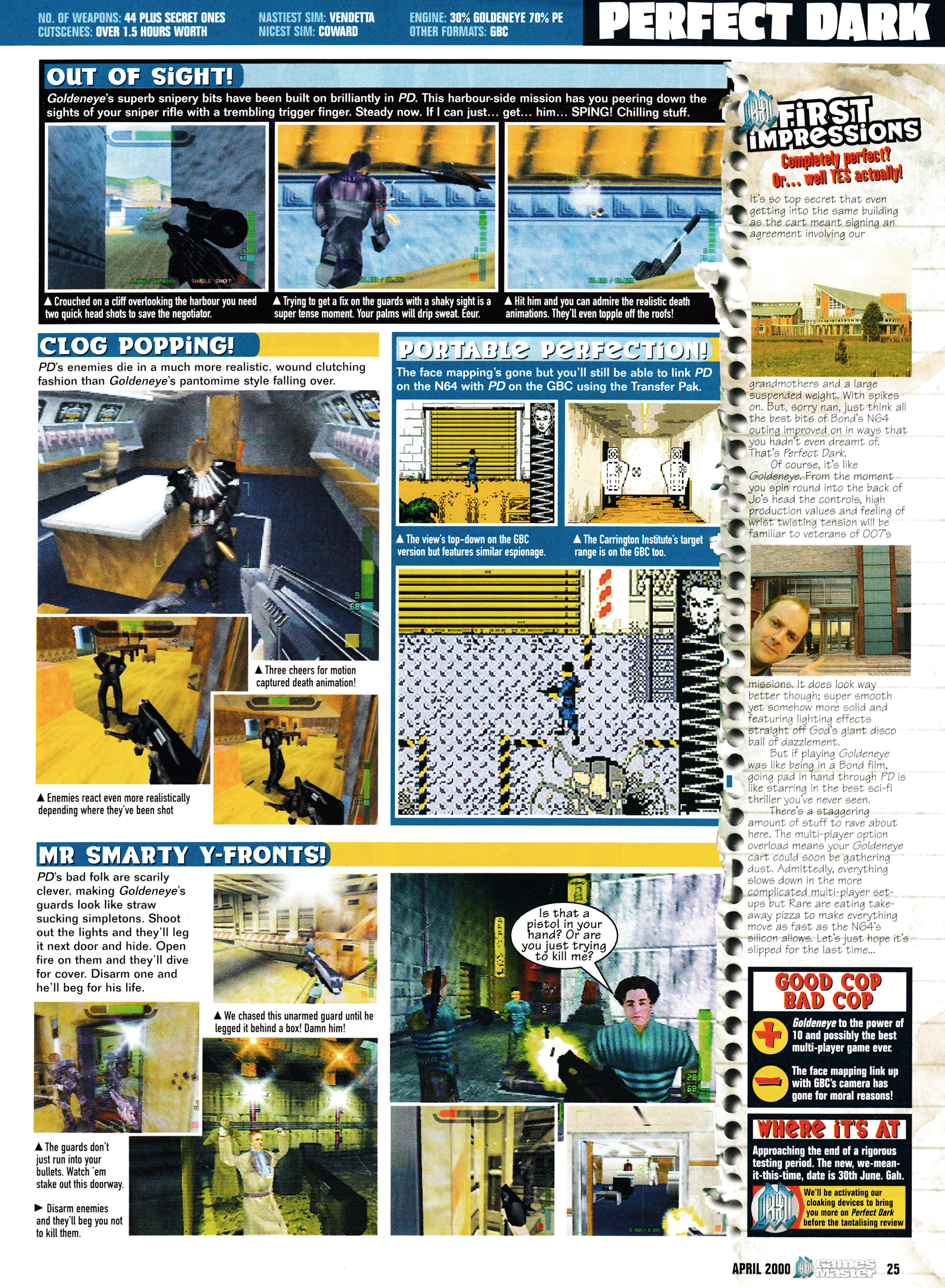 Preview for Perfect Dark on Nintendo 64.
Taken from GamesMaster 93 - April 2000 (UK)  
