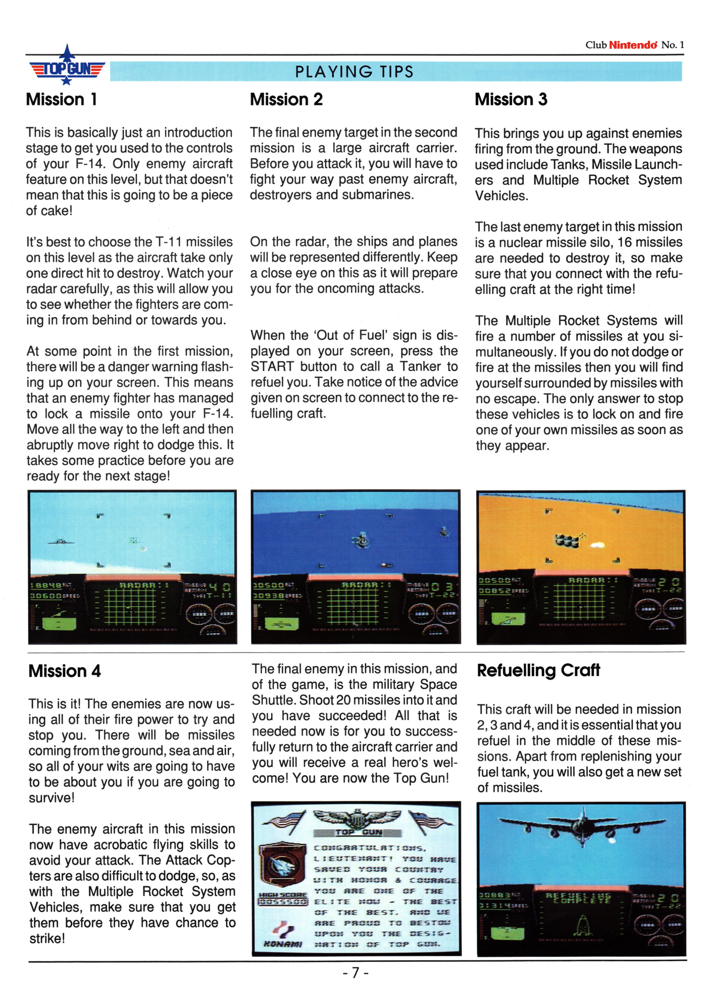 Review for Top Gun on the NES from Club Nintendo Volume 1 Issue 1 - 1989 (UK)