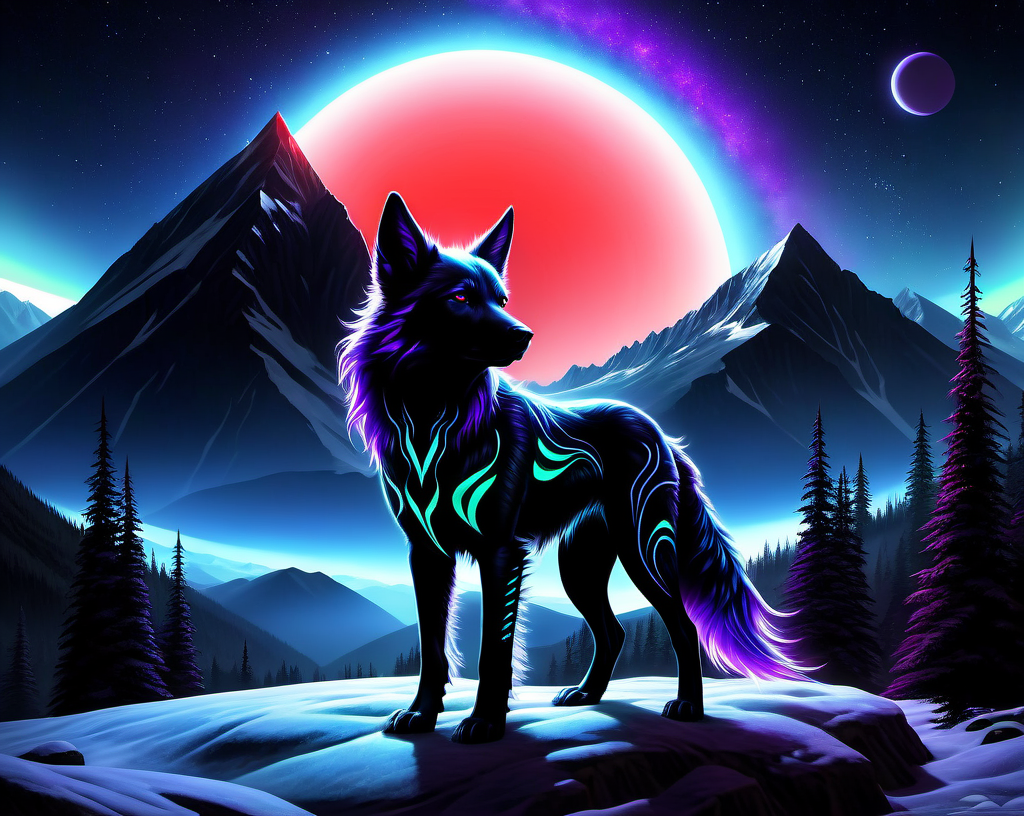 scifi looking wolf art, made with stable diffusion